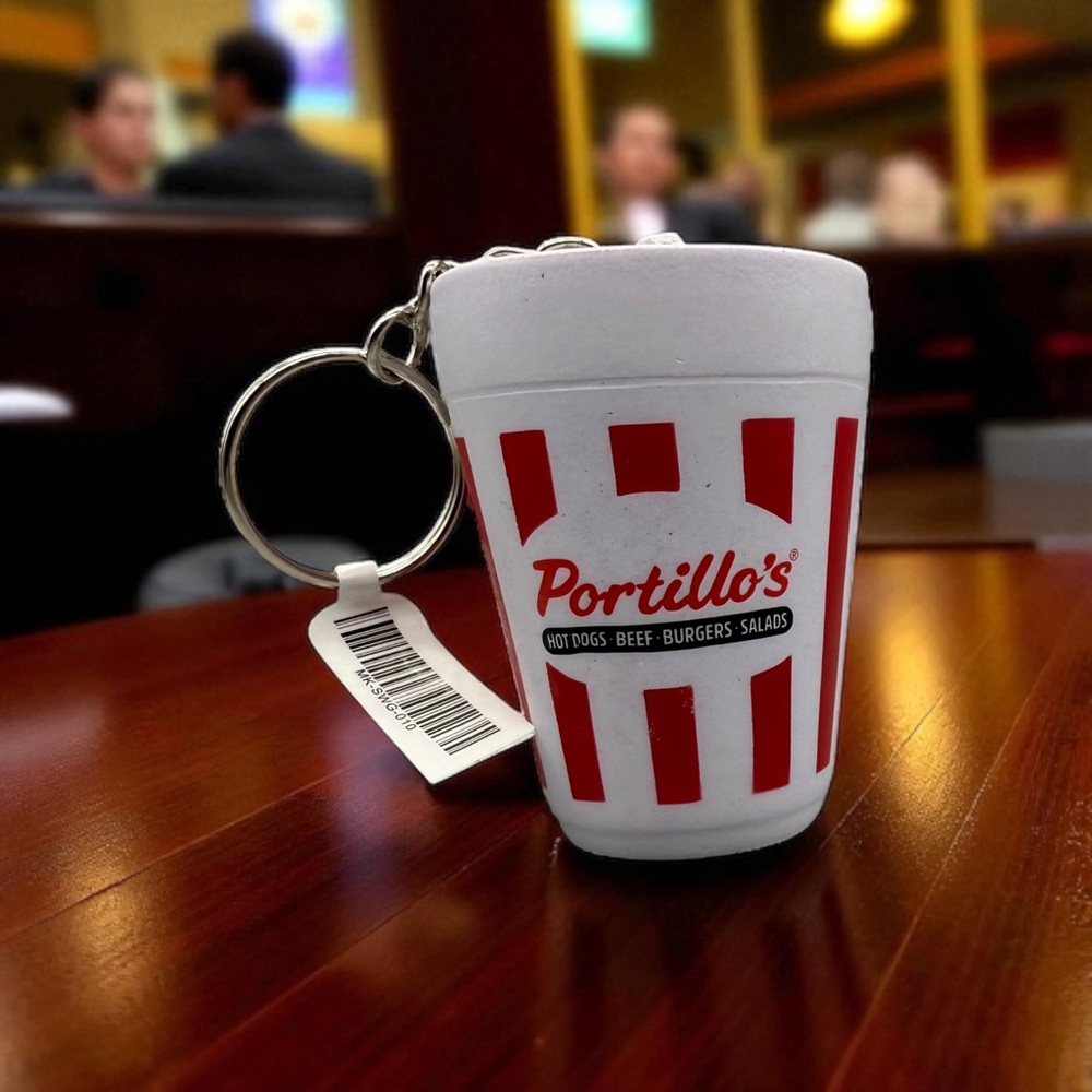 Portillo’s Hot Dog Cup Keychain – Stress Toy or Christmas Ornament – Rare - NEW